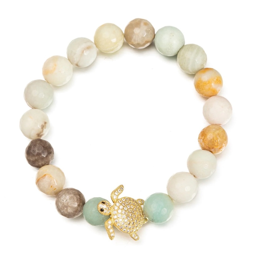 Eye Candy LA Turtle & Amazonite Stretch Bracelet